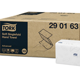 Tork H3 Singlefold Hand Paper Towel , White, Advanced , 2Ply, 250 Sheets Pack, Carton of 15 Packs, 290163